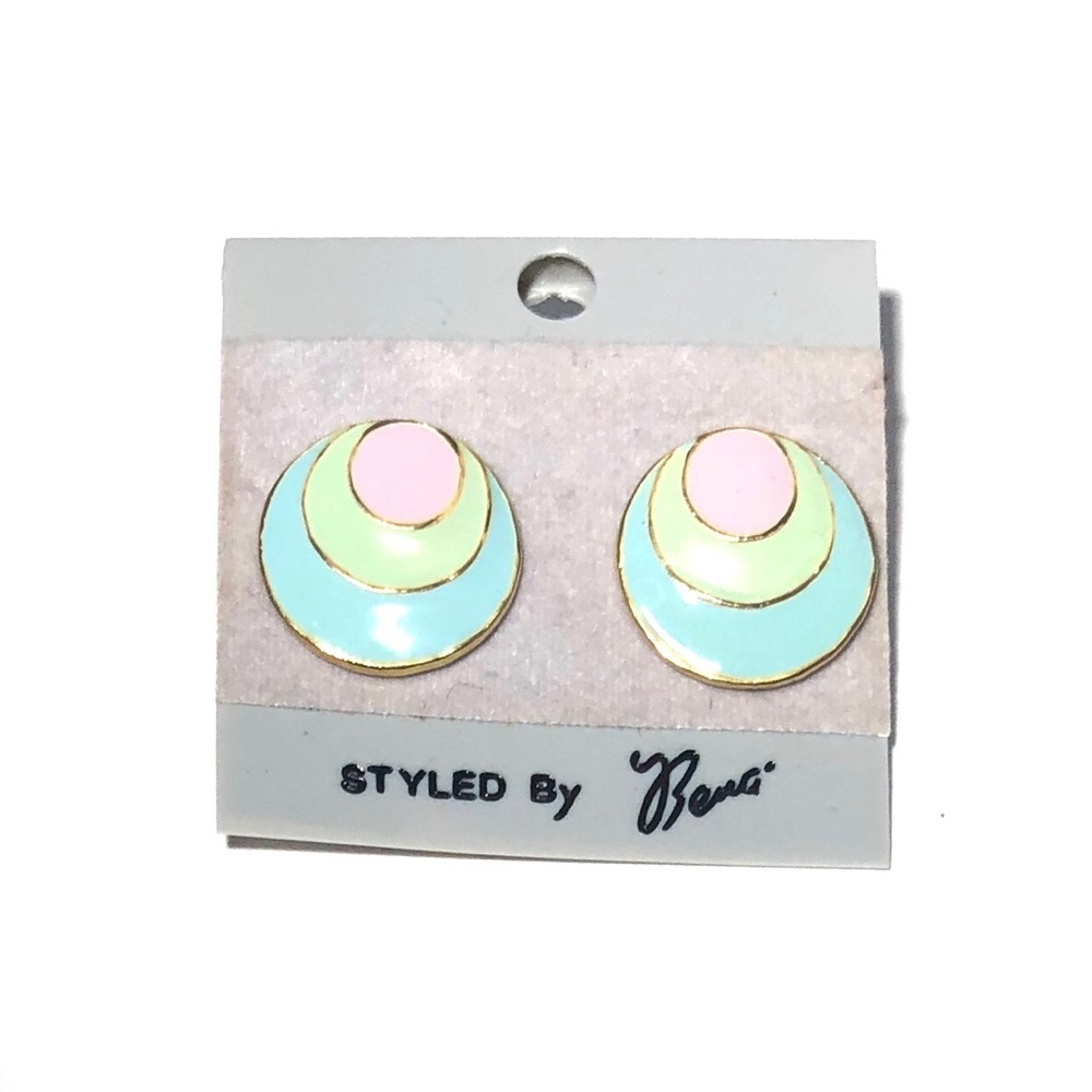 Enamel Pastel Colored Vintage Earrings